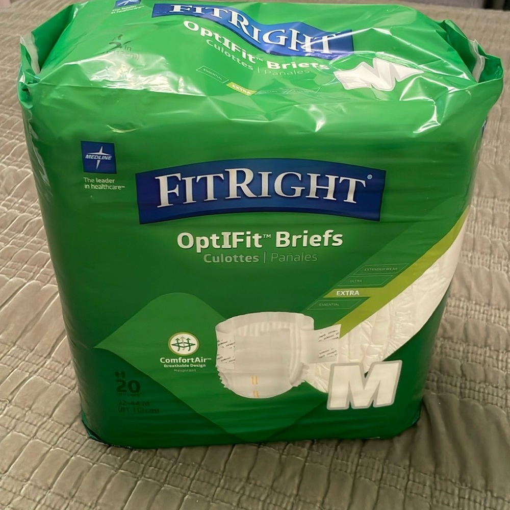 NWT FitRight OptIFit Briefs 20 Ct. Unisex Men or Women Disposable Underwear